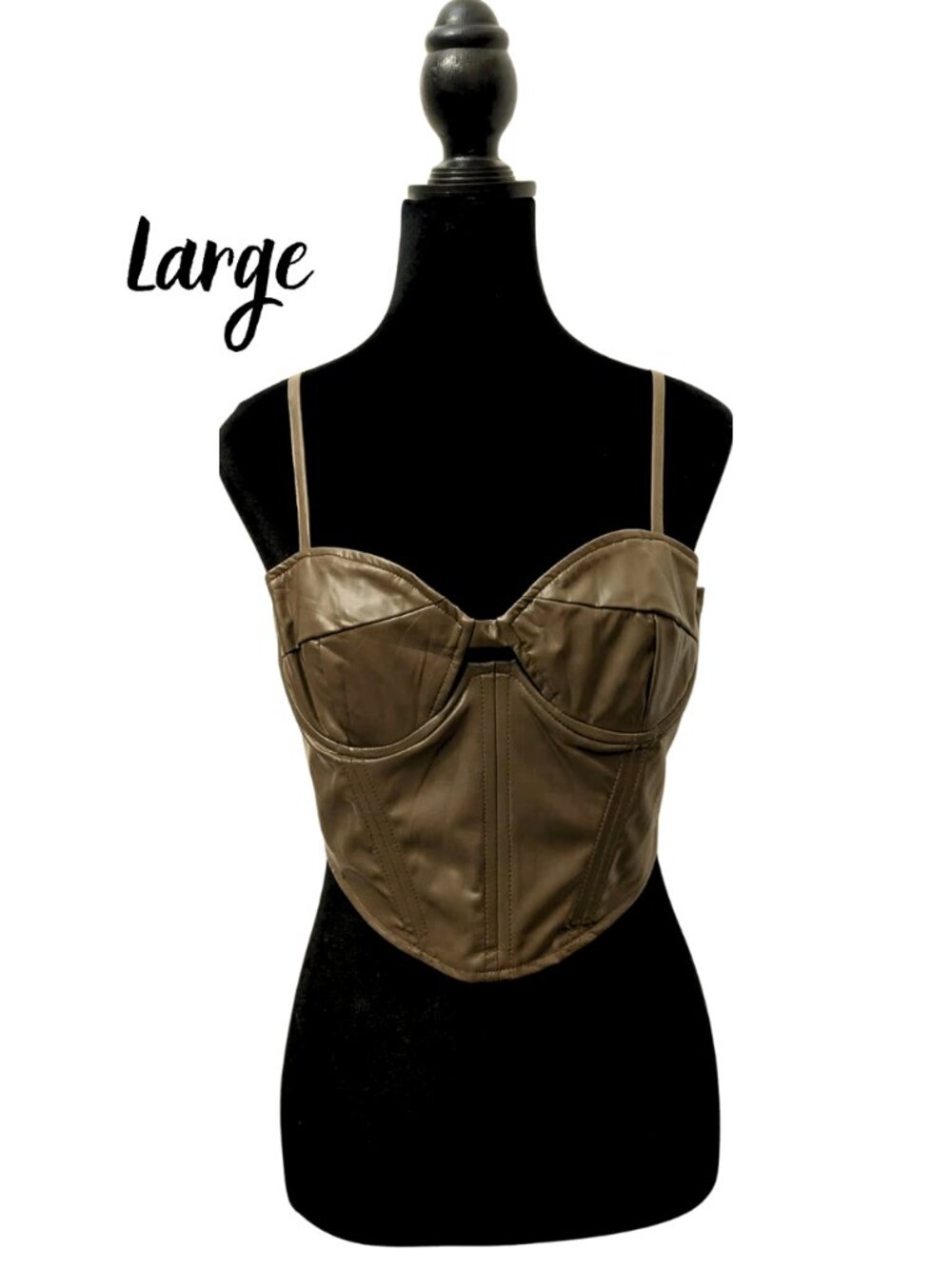 Deadstock Forever 21 Faux Leather Wet Look Bustier Crop Top Y2K Festival Club L